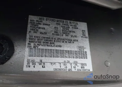 2003 Lincoln Navigator from USA, damaged, VIN 5LMFU27R63LJ14398